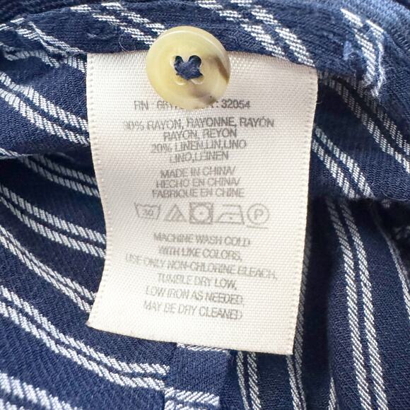 Anthropologie Maeve Fiorina Striped Blouse Navy White 10 - Picture 7 of 7